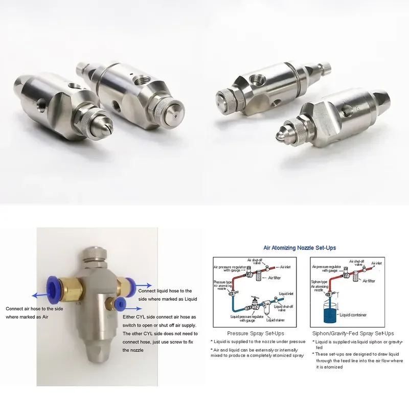 Boquilla de Pulverización Automática de Acero Inoxidable JAU, Recubrimiento de Superficies por Pulverización, Niebla Fina, Atomización por Aire