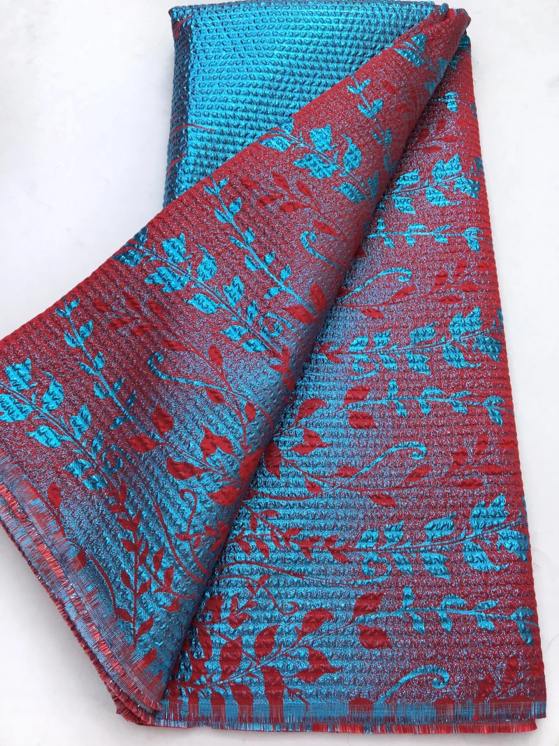 

Высококачественная нигерийская дамасская парчовая кружевная ткань 2025 года, позолота невесты, свадебное платье, африканская жаккардовая кружевная ткань, 5 ярдов для женщин