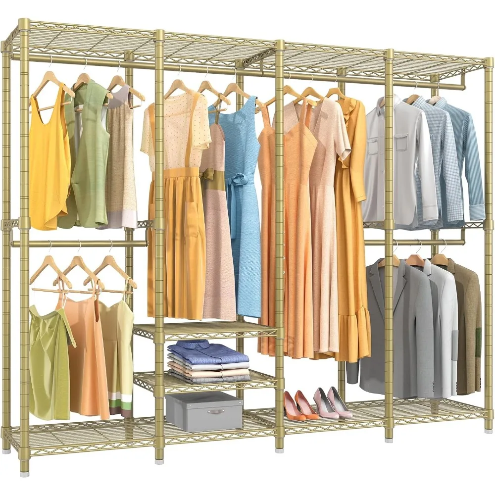 

V40 Wire Garment Rack Heavy Duty Clothes Rack for Hanging Clothes, Multi-Functional Metal Clothing Rack Bedroom Freestanding Wa