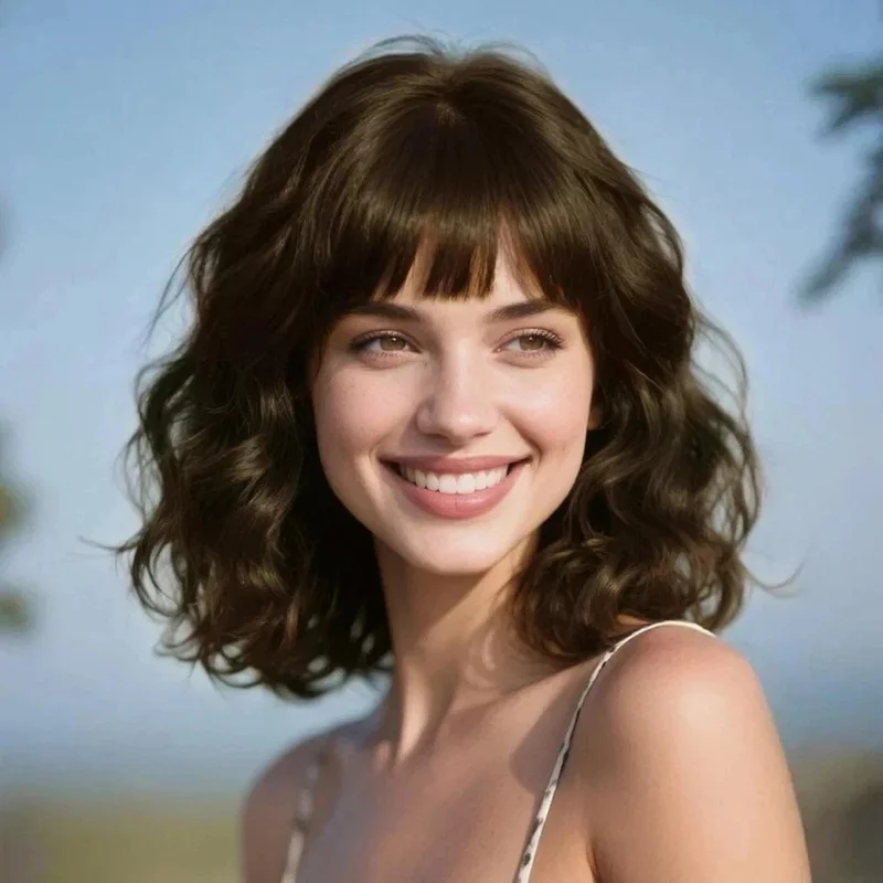 Hair New Fashion Women's Natural Dark Brown Wavy Wigs 14 In