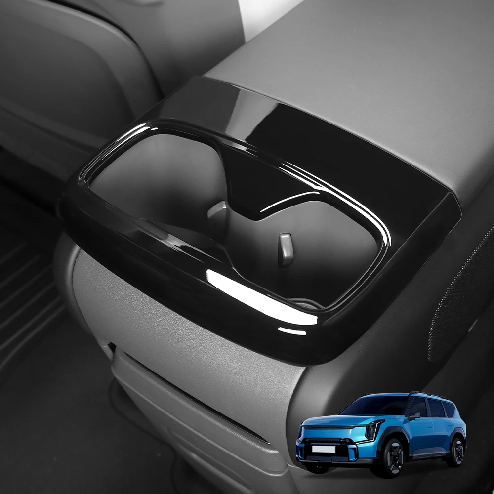 For Kia EV9 2023 2024 2025 Car Tuning Carbon Fiber Rear Row Water Cup Frame Cover Trim Car Interior Decor Accessories