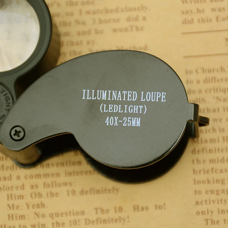 40X Mini Loupe Illuminated Magnifier Glass Eye Jewelers LED Lights Portable Folding Magnifying For Jewelry Coins Antique