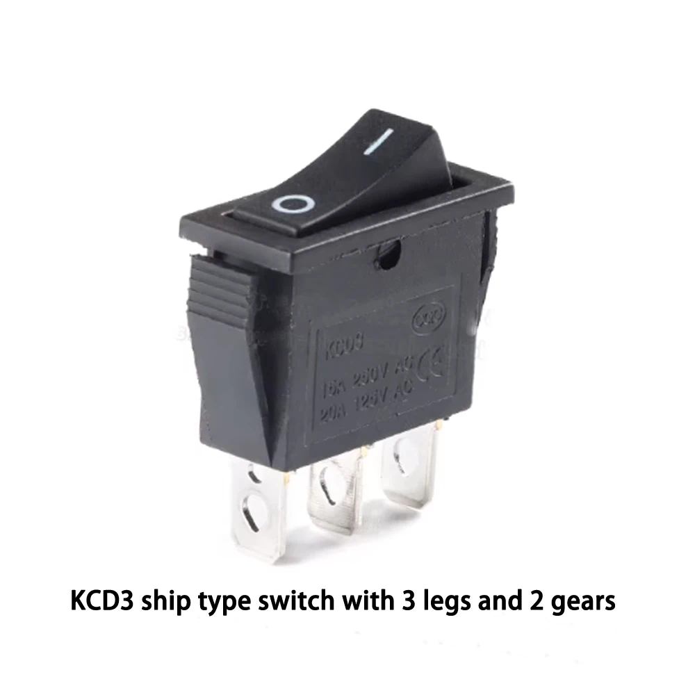 Rocker Switch 2 3Pin Push Button Switch SPST 16A 250V KCD3 Snap-in on/Off Rocker Black Red Power Rocker Switch Boat Shaped Switc