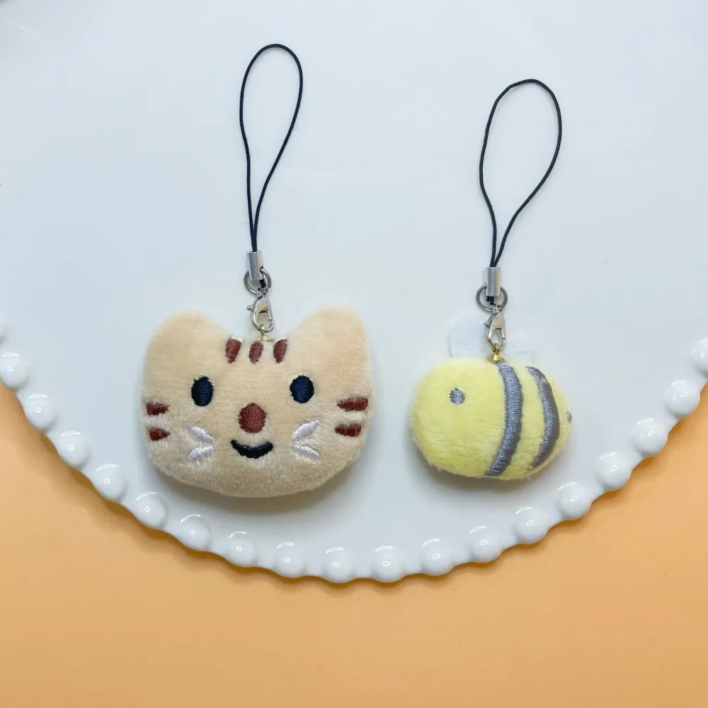 Kawaii Cat Plush Phone Charm Cute Keycord Landyard Couple Phone Pendant Plush Fish Cellphone Strap Woman