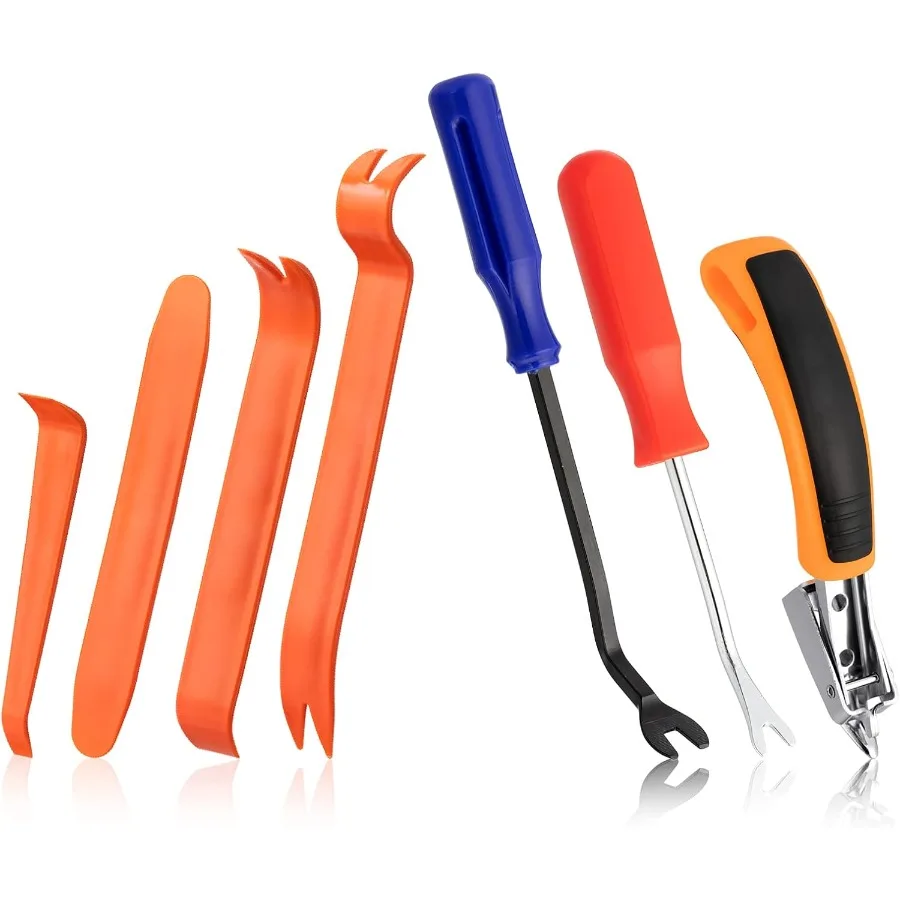 7 Pieces Staple Remover Tools Set for Upholstery Construction and Auto Car Professiol Tack and il Puller Kit for Efficiently an