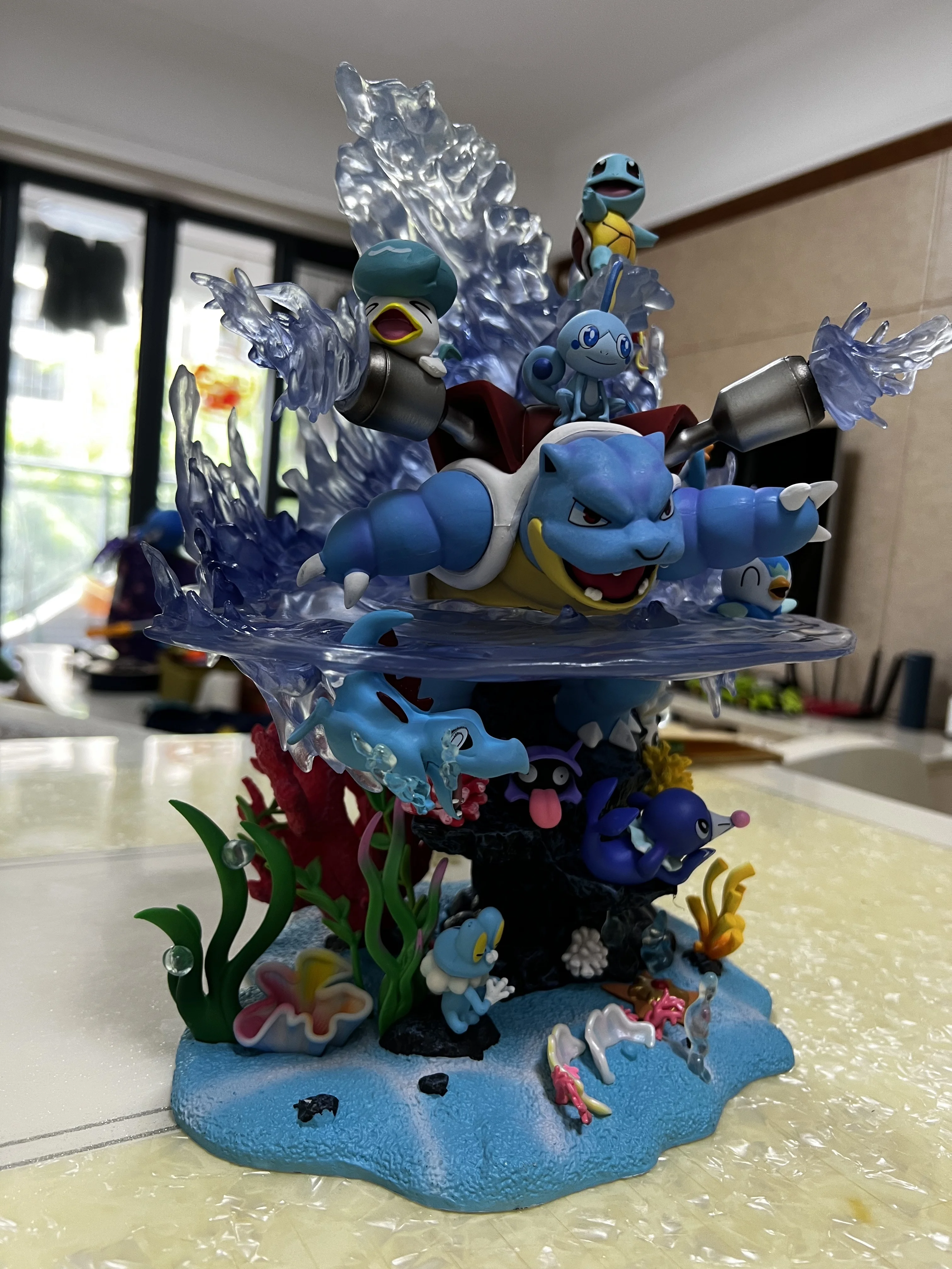 Anime Pokemon Charizard Family Figure Bucket Ocean Blastoise Valley Collectible Action Figurine Statue Dolls Model Ornaments