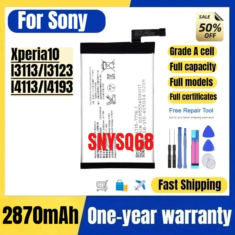 SNYSQ68 for Sony Xperia10/I3113/I3123/I4113/I4193 Mobile Phone Battery High Quality  Replacement Bateria Grade A Cell with Tools