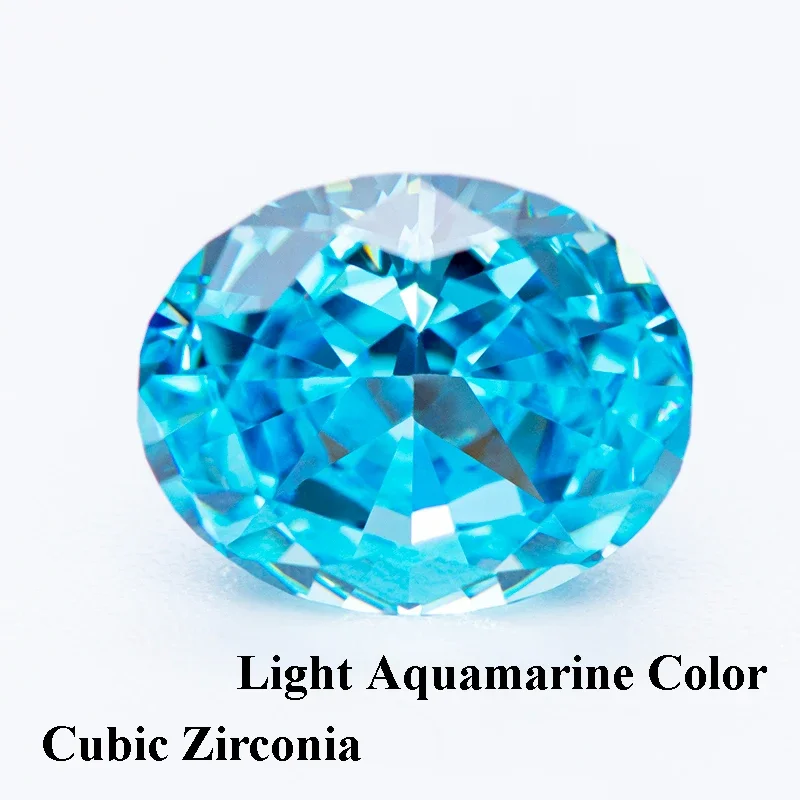 

Cubic Zirconia Crushed Ice Cut Light Aquamarine Color Oval Shape Charms Beads for Diy Jewelry Making Materials No Certificate