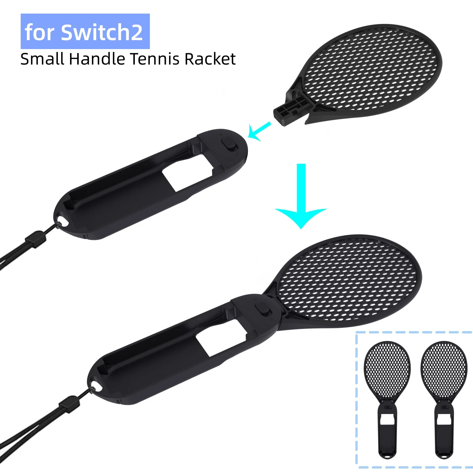 

Теннисная ракетка с ручкой NS2-021 для Switch2, съемная спортивная теннисная ракетка, игровые аксессуары