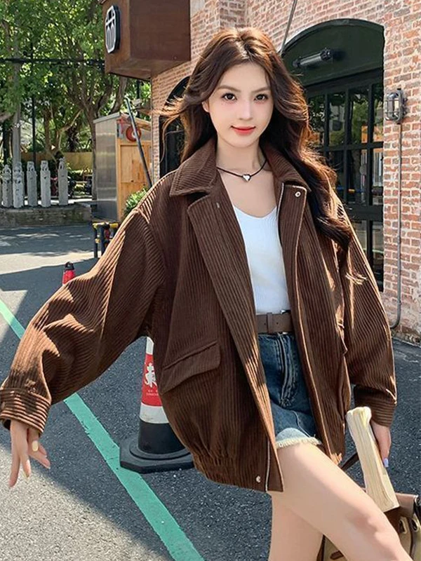 

plus Size 300 Pou Women's Casual Long Sve Jaet Autumn Winter Coffee Color Collar Coat Large Size Fem Outerwear