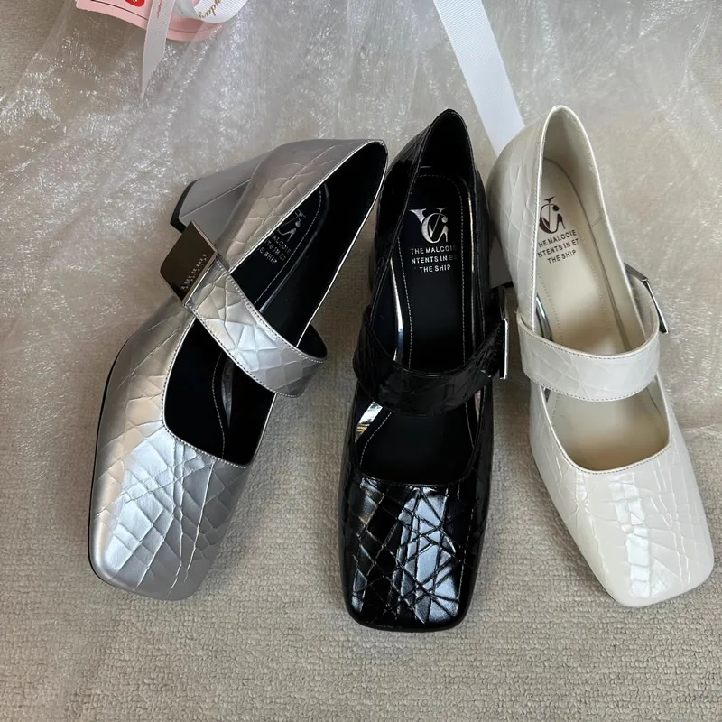 Women Mary Janes High Heels Shoes 2024 New Spring Elegant Chunky Party Shoes Ladies Pointed Toe Sexy Suede Pumps Wedding Mujer