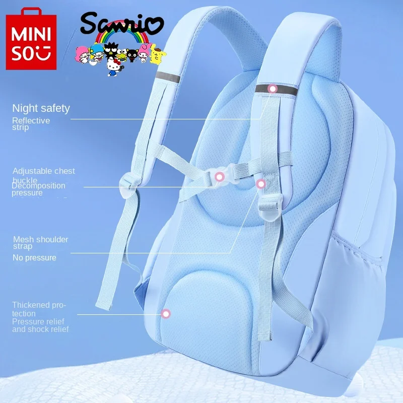 Imagem -06 - Miniso Sanrio Bolsa de Escola Estudante Mochila dos Desenhos Animados Mochila Feminina de Grande Capacidade Nova Elegante 2024 de Alta Qualidade