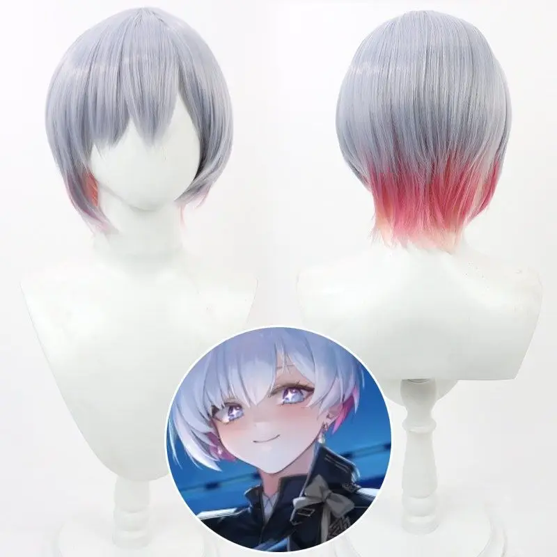 

Парик для косплея «Богиня победы Лиливейсс», короткий, серо-розовый, термостойкий, синтетический, для карнавала и Хэллоуина