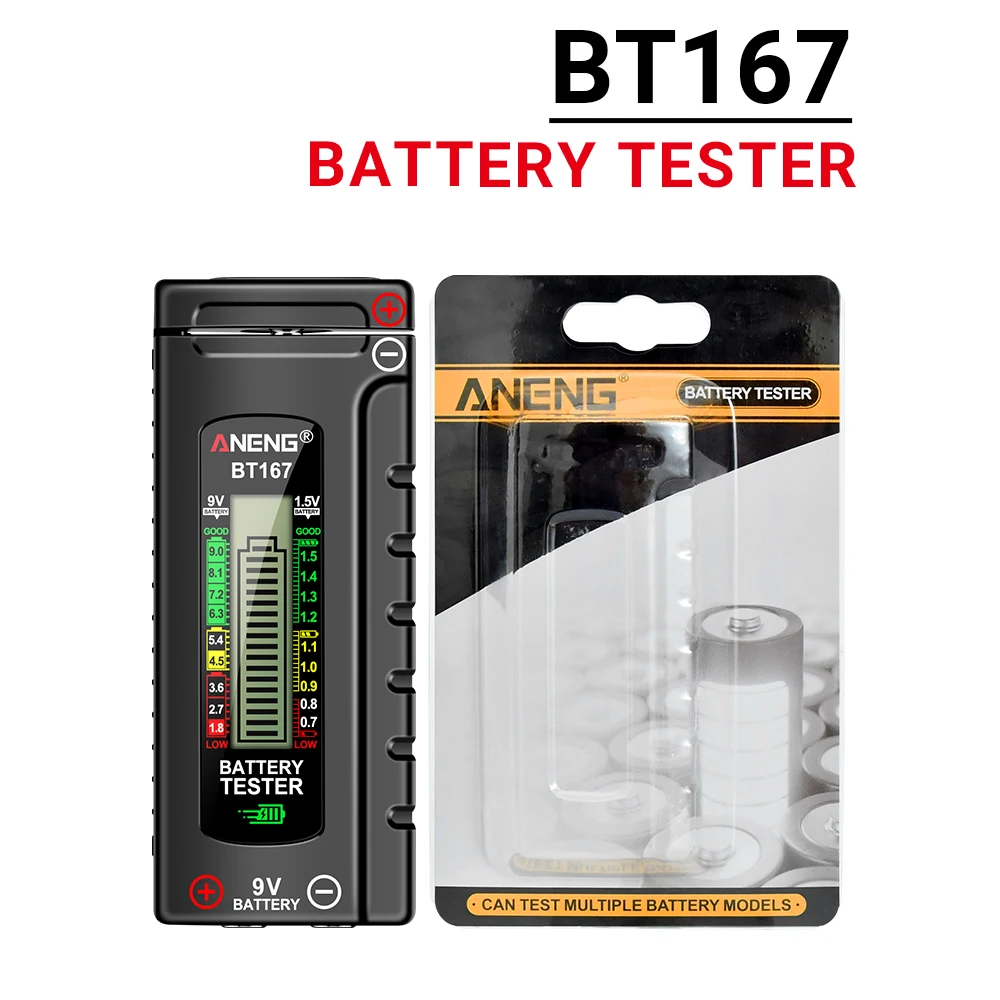 BT167/BT169 Цифровые тестеры батарей Детектор батареи AA/AAA/C/D/9 В/1,5 В Инструмент для измерения кнопочных батарей