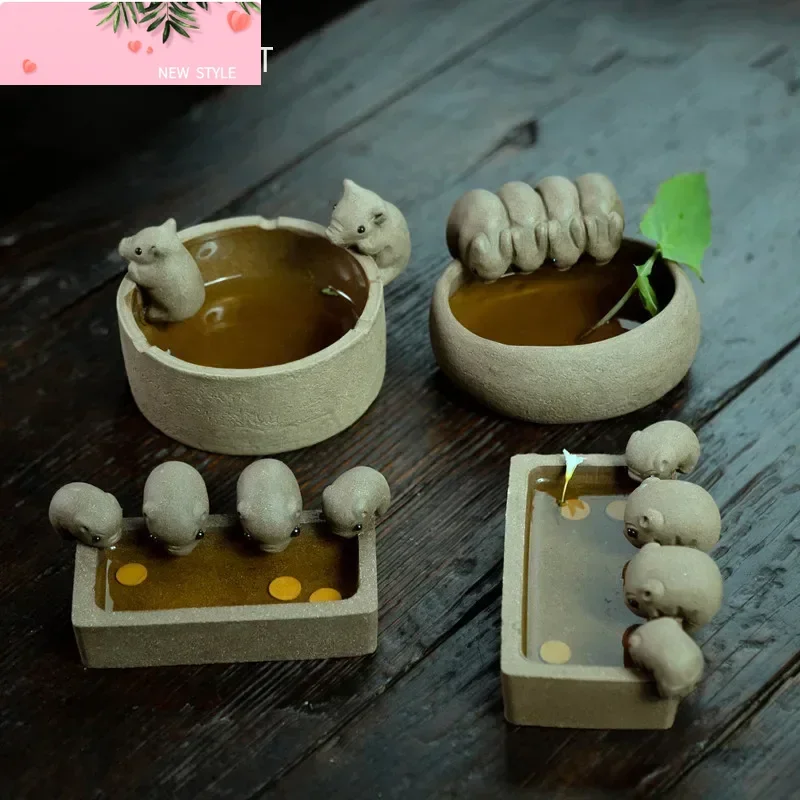

Creativity Piggy Model Purple Clay Tea Pet Ornaments Handmade Sculpture Tea Figurine Crafts Chinese Yixing Tea Set Decoration