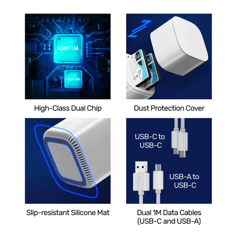 USB C Dual SATA Hard Drive Docking Adapter Type-C 5Gbps to 2.5 Inch SSD HDD Station with Offline Clone for Windows MacOS Linux