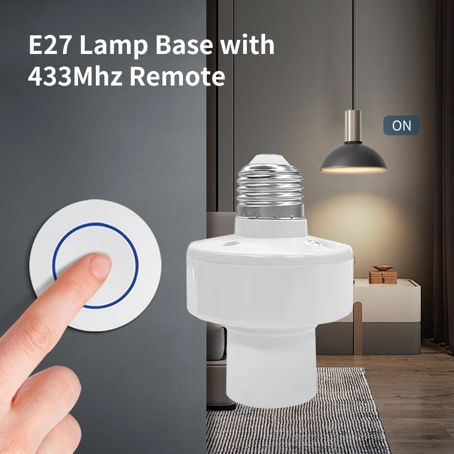 

E27 E26 Light Bulb Holder Lamp Base Socket with RF 433Mhz Remote Control AC85-265V Smart Led Light Switch Wireless E27 Adapter