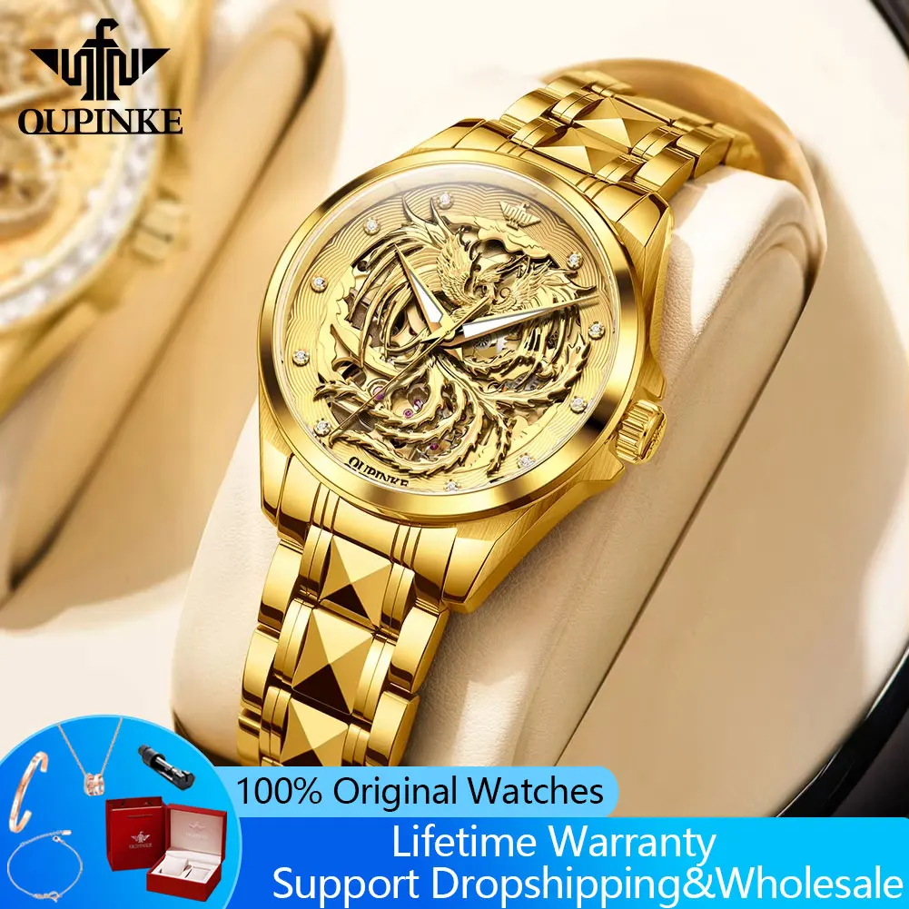 OUPINKE 3276 Luxury Automatic Women's Watches Original Stainless Steel Waterproof Luminous Mechanical Wristwatch Gifts for Women