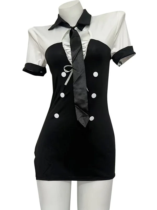 Uniforme de séduction sexy pour femmes, robe de cosplay, mini robe à manches courtes, mode élégante, douce, pure désir féminin, Y-2024, nouveau, 5Y1M