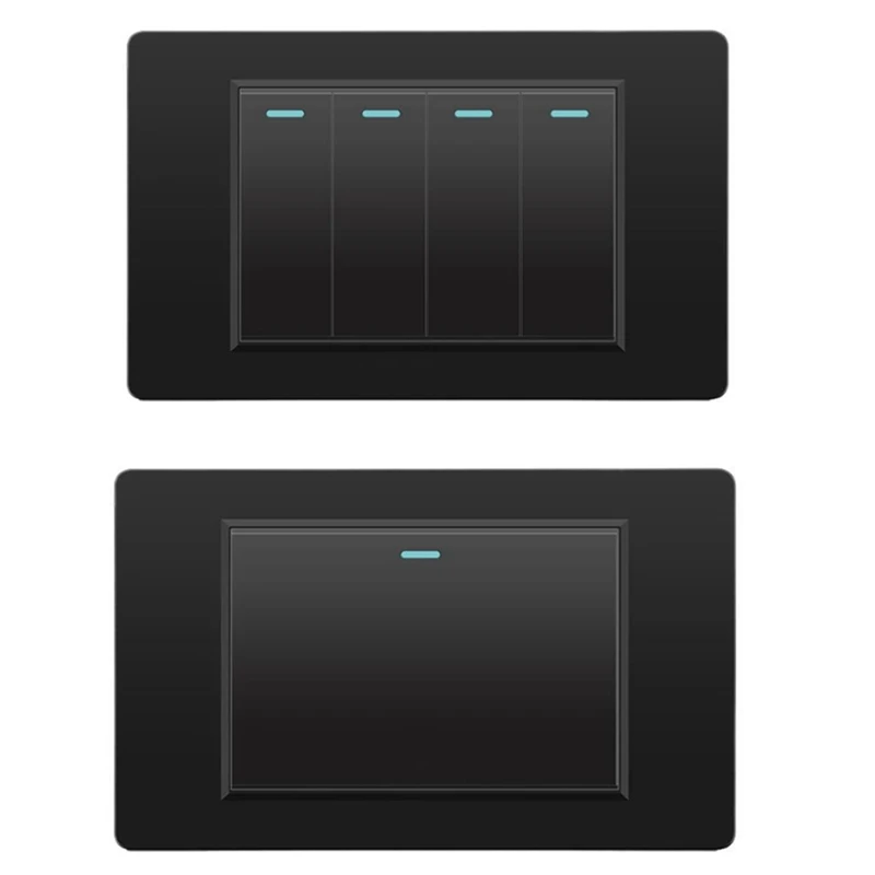 Wall Electrical Switches Light Switch 3 Gang 118mmx74mm Tempered Glass Panel Mechanical Button Switch Black