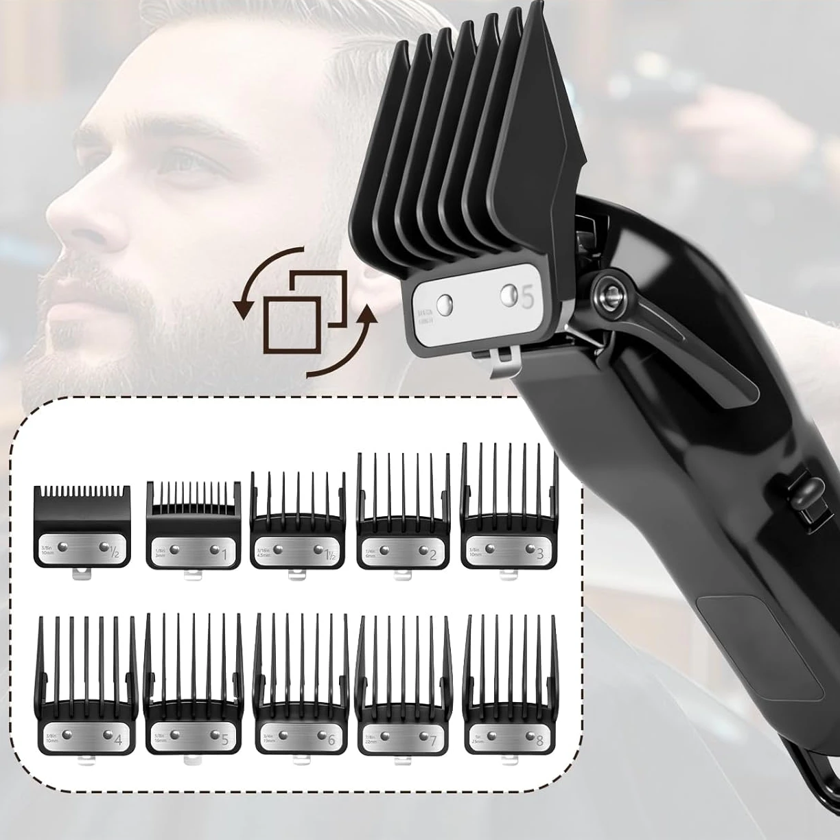 

Replacement Clipper Guards Set, 10 Professional Cutting Guide Combs (1/16" to 1") Compatible with Most Wahl Clippers