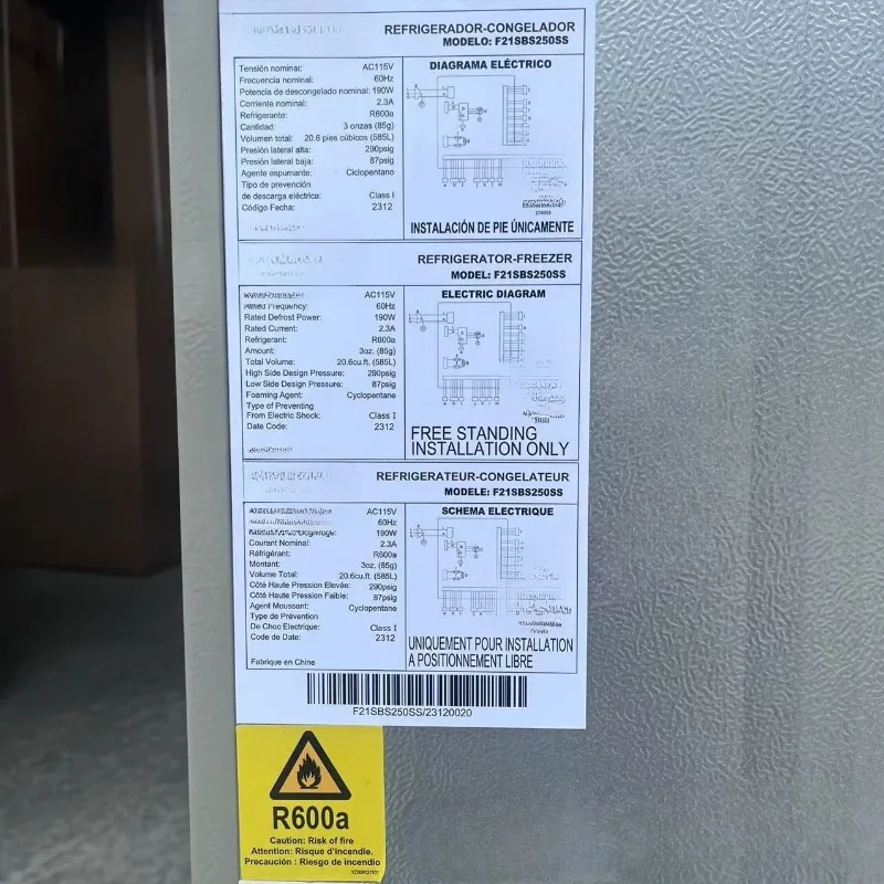 ثلاجة باب متضاد 110 فولت 60 هرتز 445L585L مبردة بالهواء وخالية من الصقيع #4