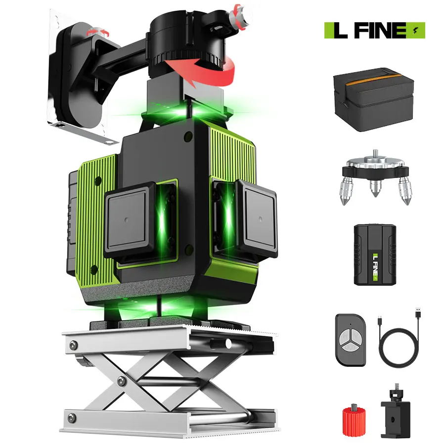 

LFINE 4D 16 Lines Laser Level: Cross Laser 360, Nivel Laser Construction Tools Essential, LLX-07-Set