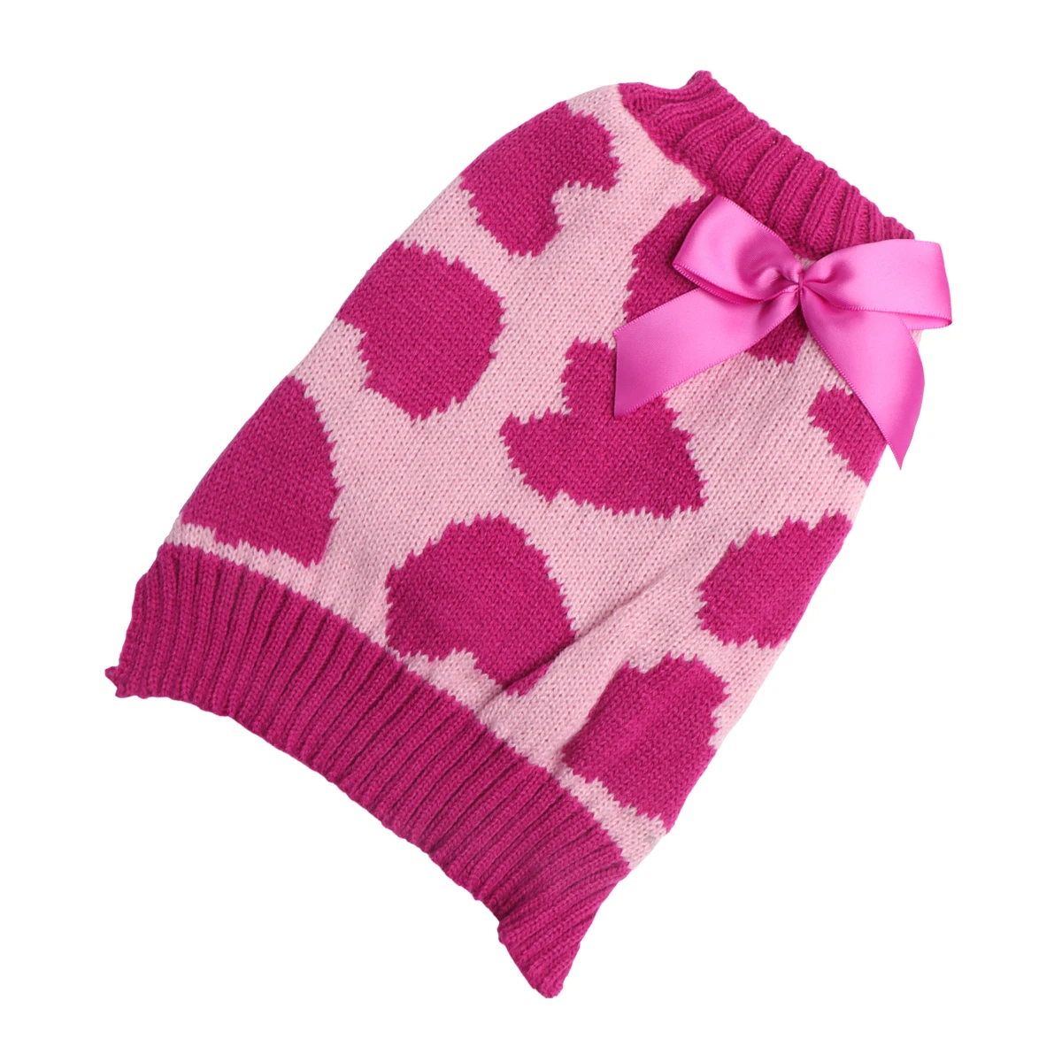

Puppy Crocheted Sweatshirt Love Bow Sweater Pet Clothes Party Costume Rosy Lovers Small Dog Coat