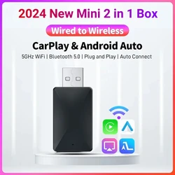 Bezprzewodowy adapter Carplay Android Auto Wireless Smart Dongle 2w1 dla Volvo Benz Audi Kia Hyundai VW Mazda Cadillac MG Peugeot