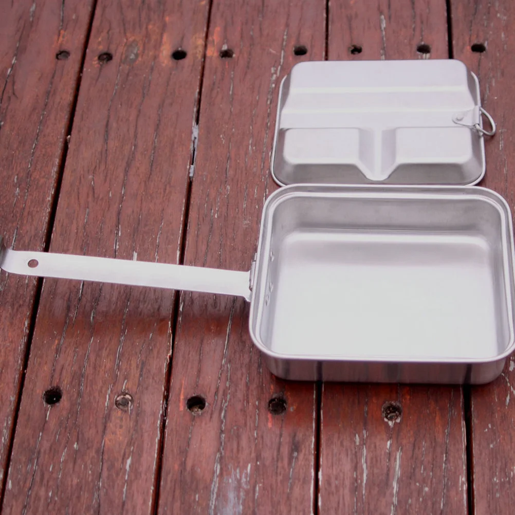 

1Pcs Compact Aluminum Bento Box 3-Compartment Lunch Container for Camping Outdoor Cooking Hiking Portable Food Storage Holder