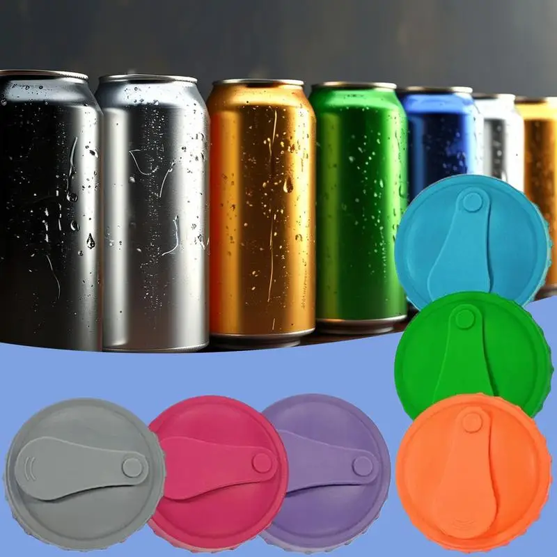 6pcs Silicone Soda Can Lid Reusable Can Stopper For Soda Beer Drinks Juice C oke Beverage Cap Cover Fits Standard C oke Can