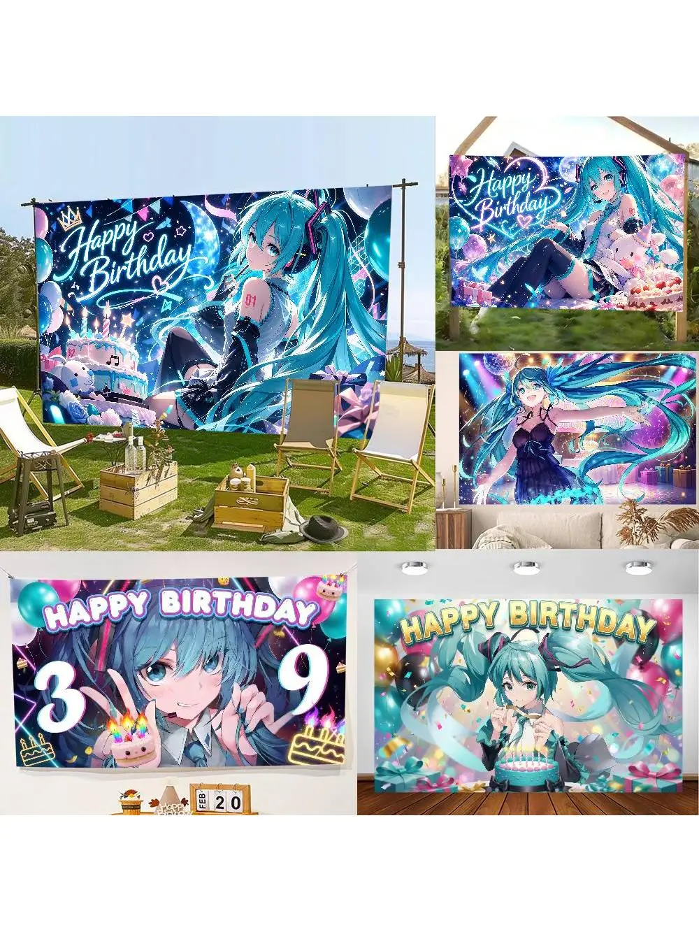 Anime Hatsune Miku Großes Banner Planeten-Hintergrund Geburtstagsparty-Dekoration Wandteppich Raumdekoration