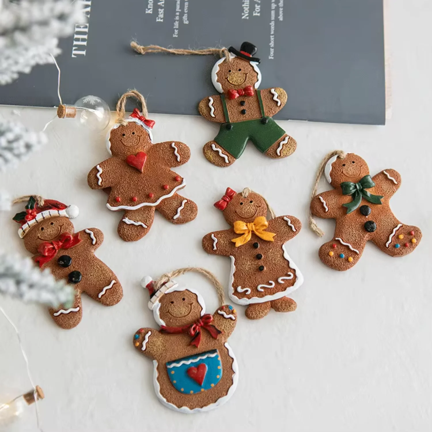 Resin Christmas Ornament Gingerbread Man Christmas Tree Hanging Decor  Party Supplies Angels Christmas craft Gnomes Tree Elf