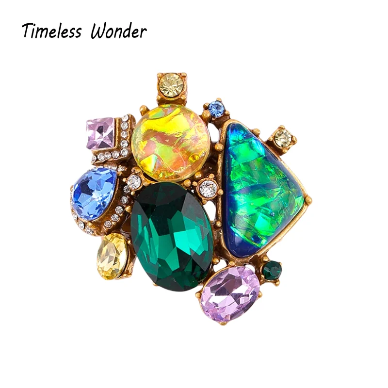 

Timeless Wonder Fancy Crystal Zircon Geo Cocktail Rings for Women Designer Jewelry Goth Top Party Trendy Gift Rare Runway 6448