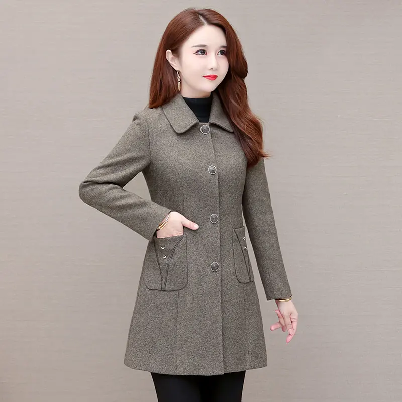 Spring Autumn Mid-length Women Windbreaker Coat Winter Quilted Thicken Elegant Jacket Middle Aged Mother Fashion Casual Outwear