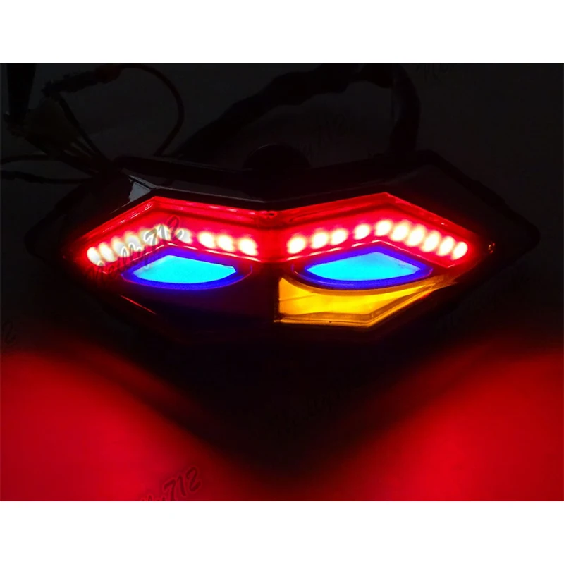 waase Rear Taillight Tail Brake Turn Signals Integrated Led Light Blue Eyes For 2013 2014 2015-2017 Kawasaki Ninja 250 300 EX300