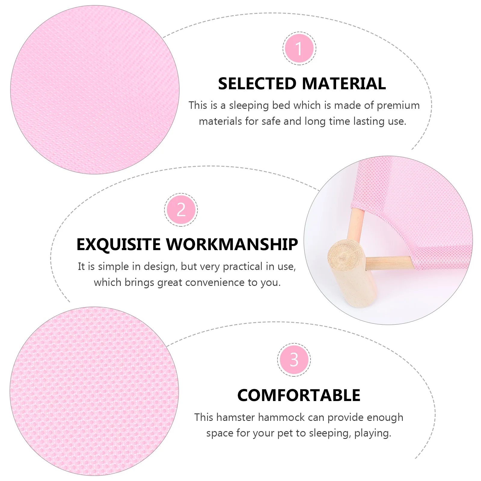 

Detachable Hamster Hammock Bed with Wooden Rack Breathable Elevated Pet Sleeping Lounge Cozy Nest for Hamster Supplies