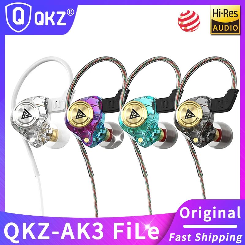 QKZ AK3 FiLe słuchawki przewodowe z mikrofonem HiFi monitor muzyczny słuchawki basowe zestaw słuchawkowy z redukcją szumów do słuchawek dousznych do gier sportowych