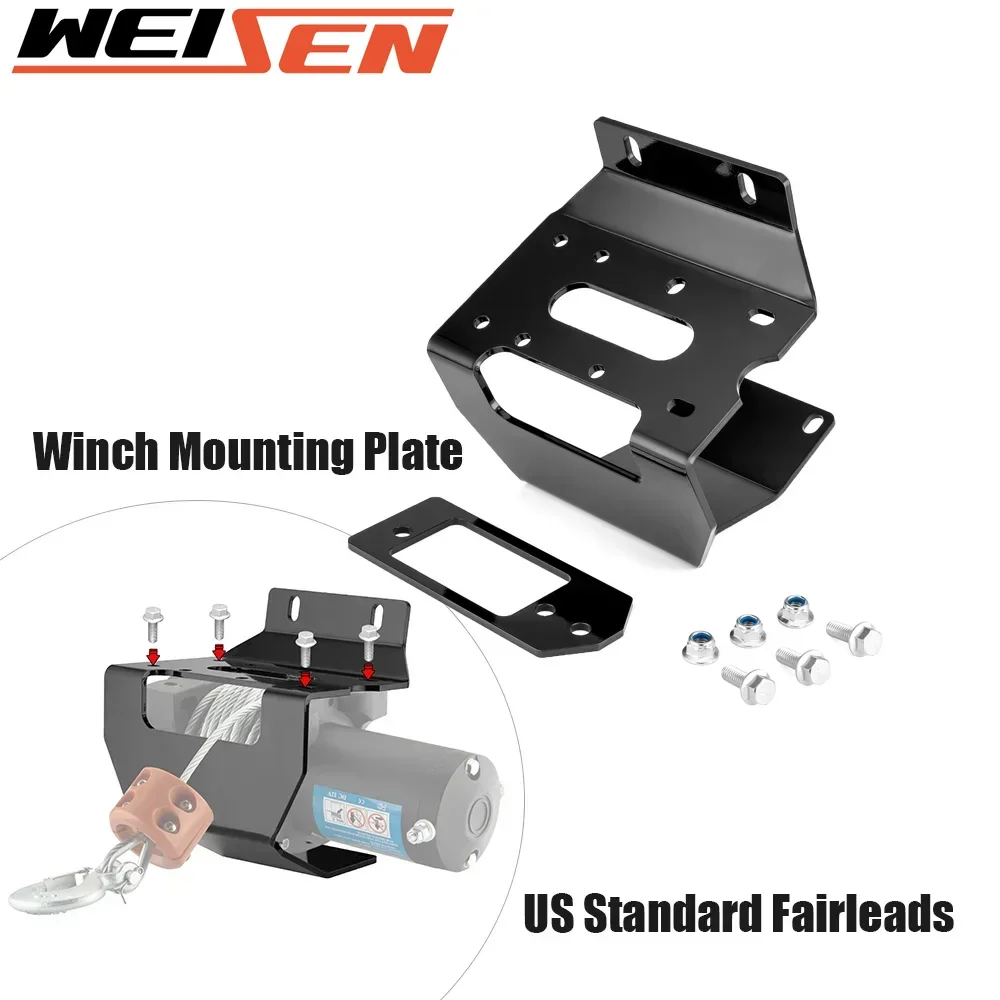 UTV Front Bumper Winch Mount Plate Kit for 2016-2024 Honda Pioneer 1000 1000-5 1000-6 All Models Accessories 4 7/8”(124mm)、6”