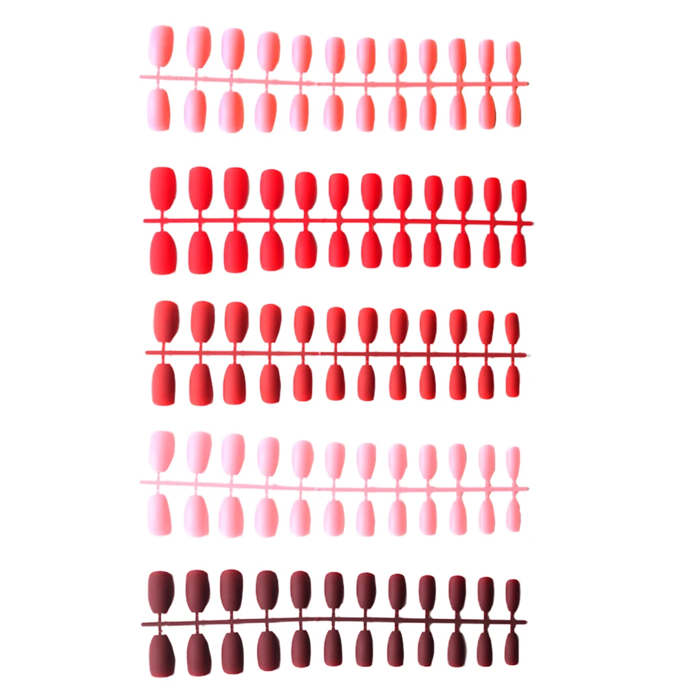 

120Pcs Matte Coffin False Nail Premium Eco Friendly Nails Nail Art Tool Salon Gift Red Wine Pink Dark Coffee Light Pink Red