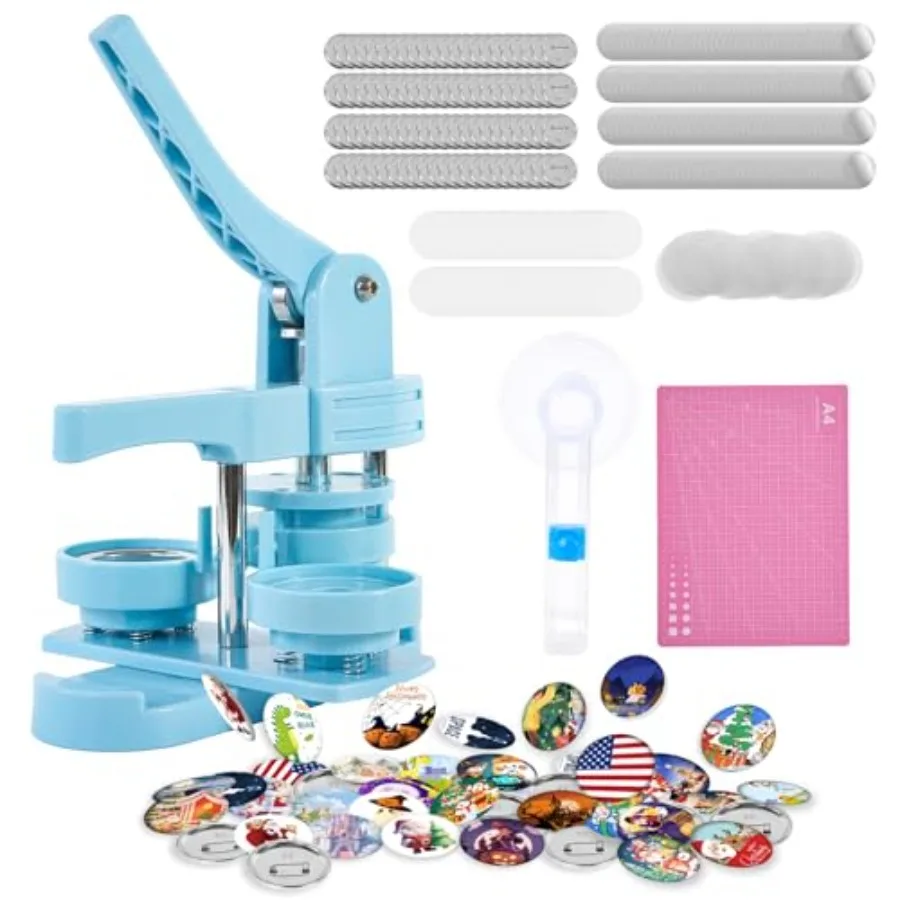 

Button Pin Maker Machine Kit for DIY Gifts Press Machine with 100 Sets of Badge Supplies