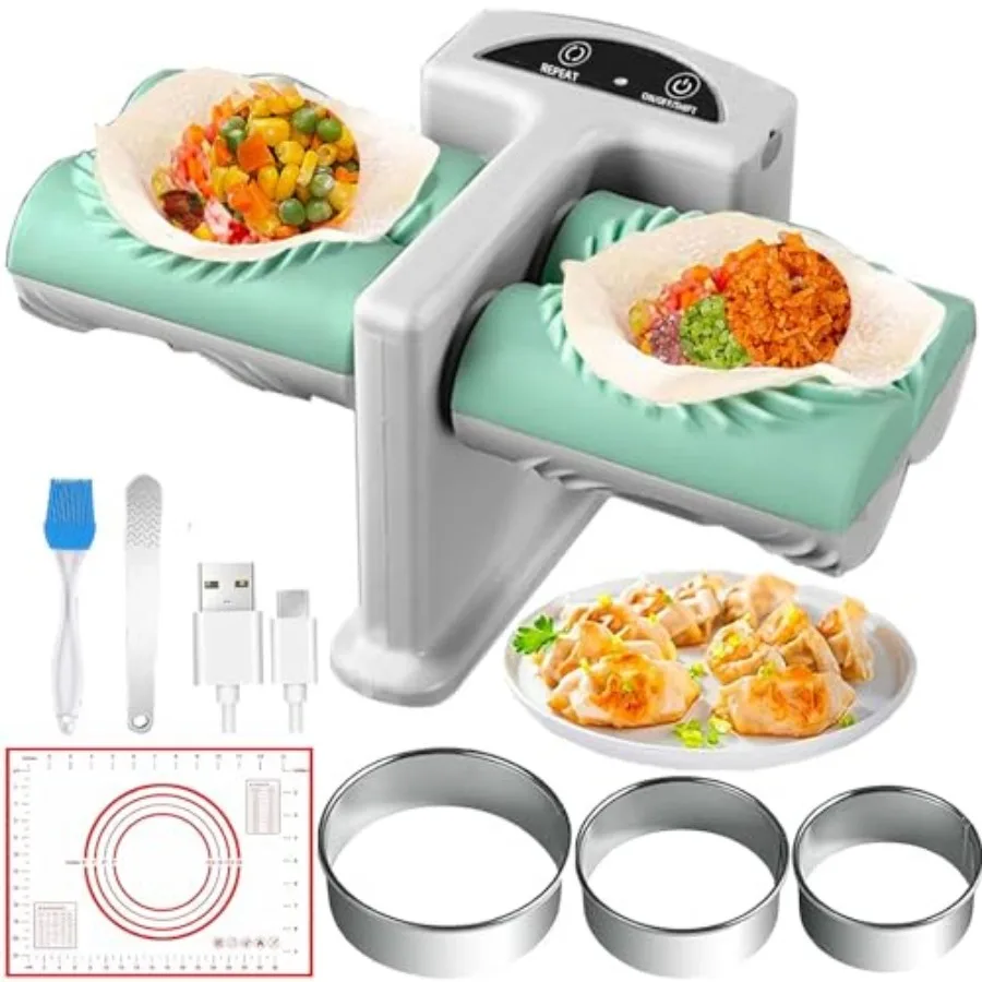 

Electric Dumpling Maker Two Sizes Double Head Automatic Electric Dumpling Maker Machine Mould Household Quick Rechargeable Dump