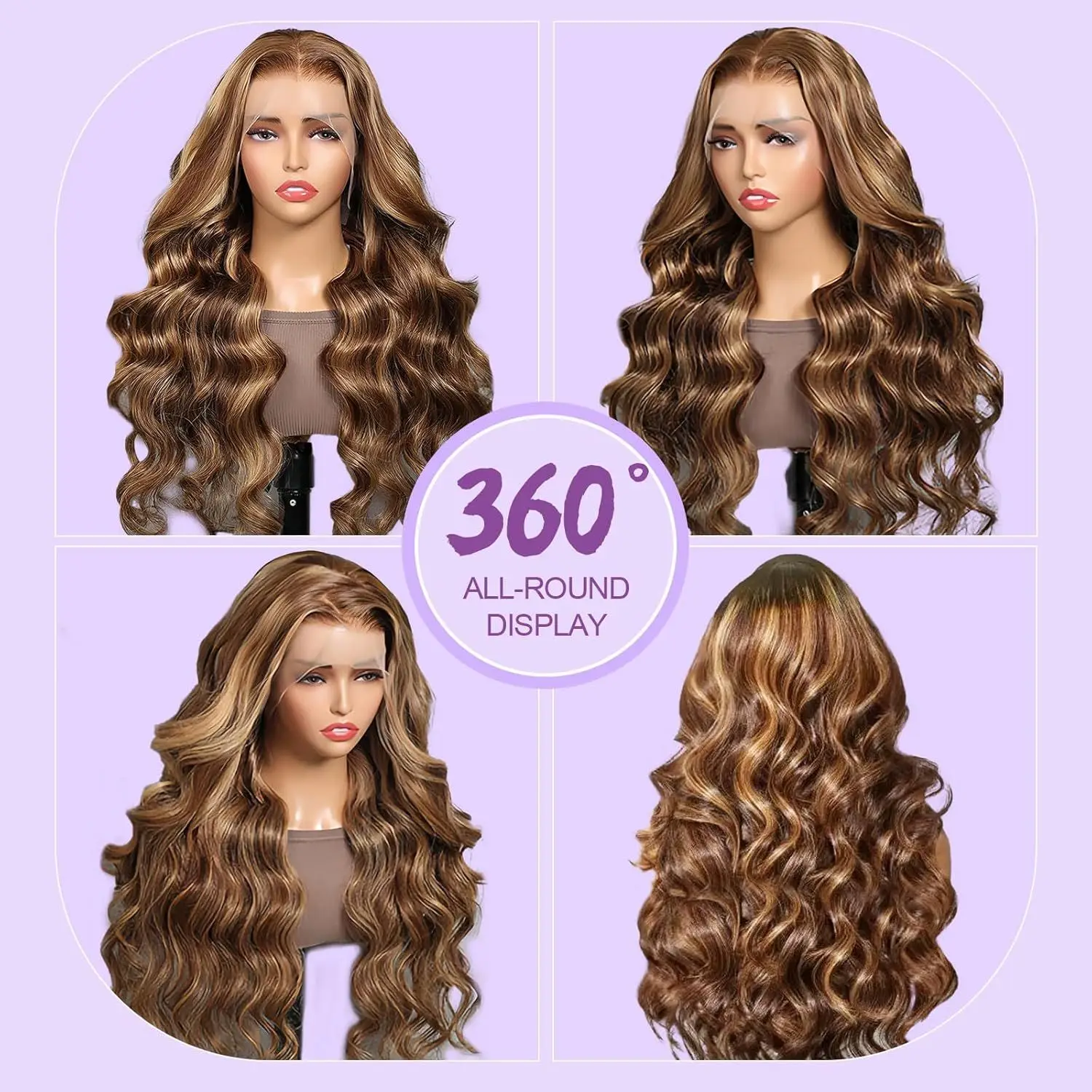 

28 Inch Honey Blonde Wig Human Hair Ombre Body Wave 13x6 HD Lace Front Wigs Human Hair Pre Plucked 200 Density Highlight HD Lace Frontal Wig 4/27 Colored Straight Deep WaveReal Hair Wigs