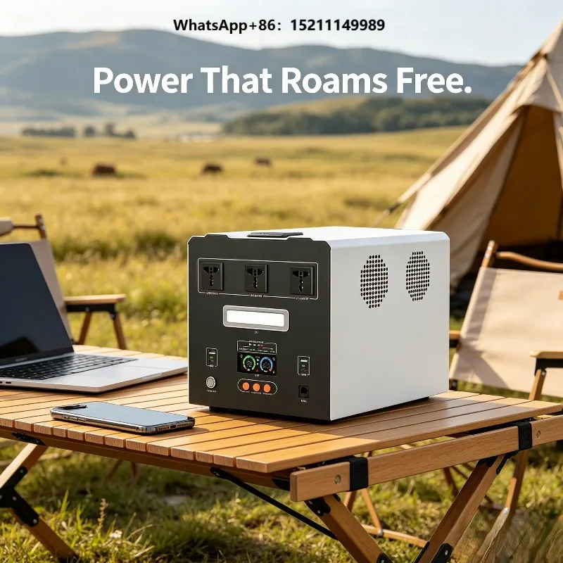 IP65 Water Resistant 2000Wh Portable Power Station 1000W Solar Generator 3500 Cycles with LED Light