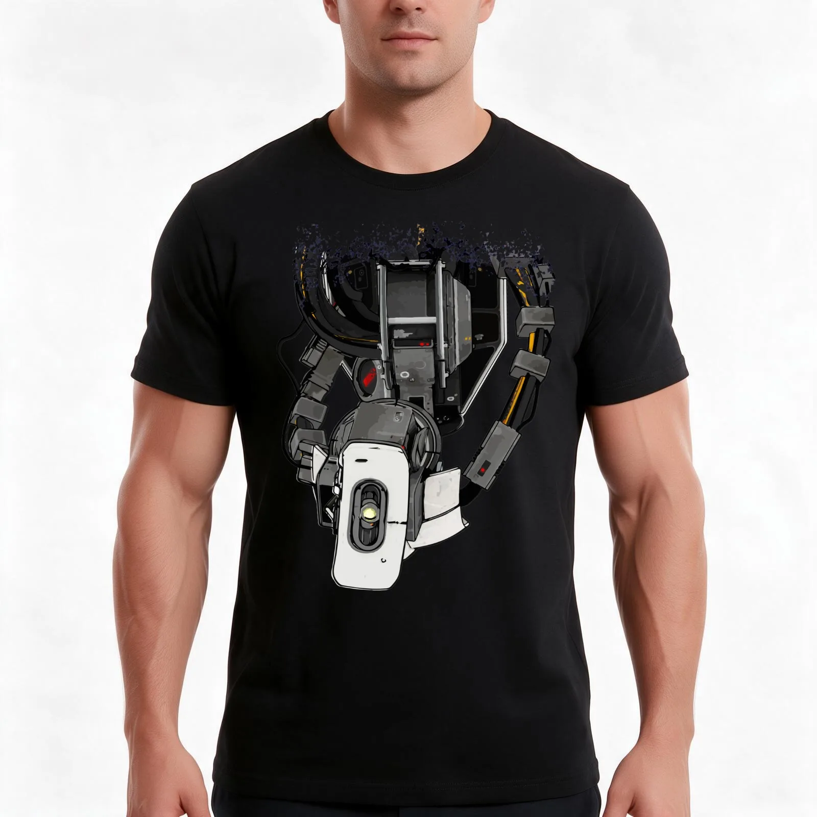 GLaDOS T-Shirt, Summer Casual Cotton Tee, Oversized Streetwear Tops, Vintage Graphic Print, Loose Fit Short Sleeve, 100% Cotton
