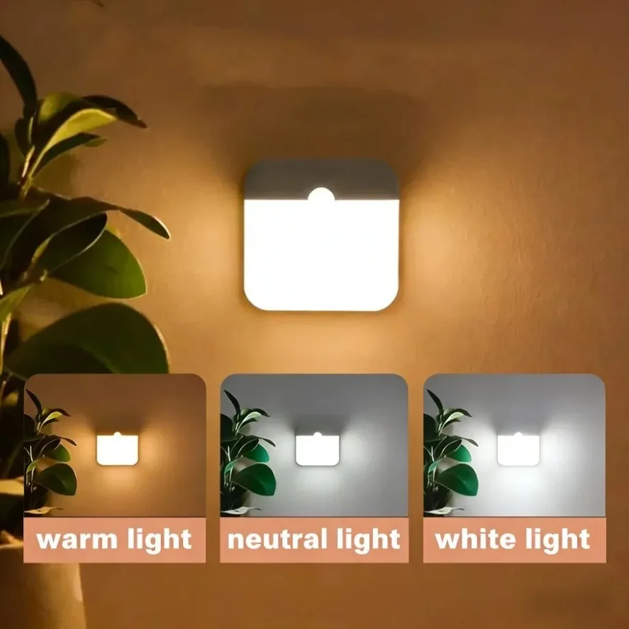 PIR Motion Sensor USB Night Light Induction Rechargeable LED lights For Bedroom Kitchen Stair Hallway Wardrobe Cupboard Lighting - view 2