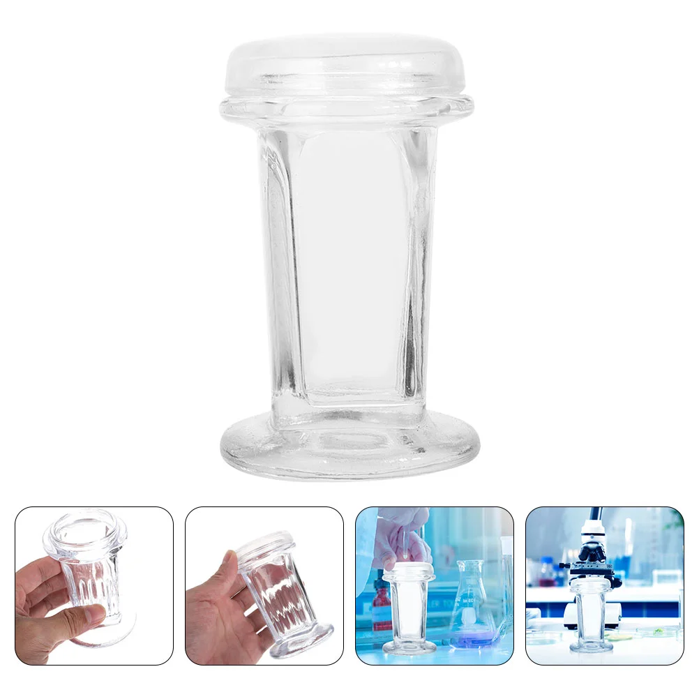 2 Pcs Microscope Slide Holder Wet Specimen Jar Glass Staining Vertical Transparent