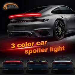 OKEEN 125cm 3 Color Led Rear Spoiler Light For Universal Car With Turn Signal Reverse Brake Warning Tail Light Stop Signal Lamps