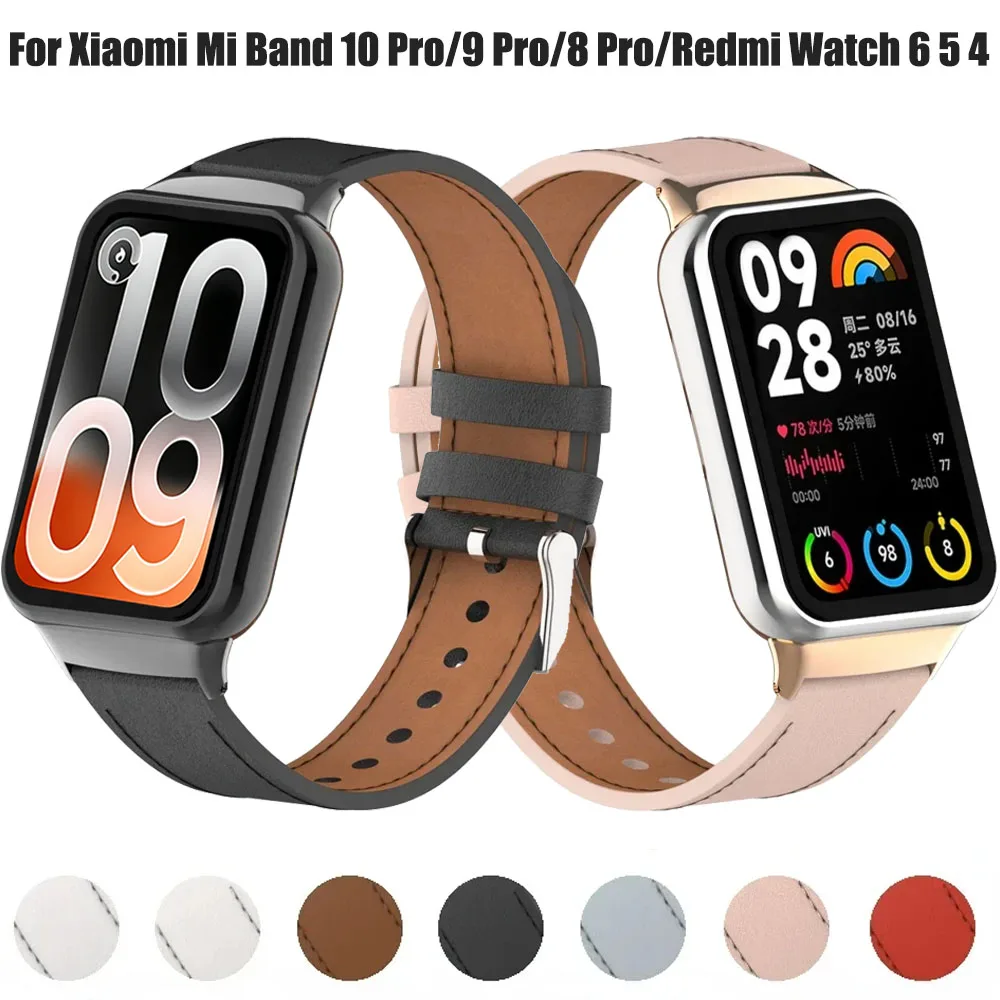 Lederarmband für Xiaomi Mi Band 8 Pro/9 Pro/10 Pro Armband Zubehör für Redmi Watch 4 5 6 Metall-Ersatzband
