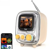 Divoom T-tiivoo-2 Mini Small Tv Portable Radio FM with Adjustable Antenna Vintage Wireless 5.0 Bluetooth Speaker Cute Gift